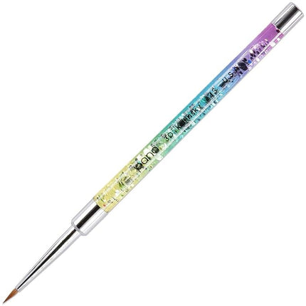 PANA Kolinsky 3D Acrylic Nail Brushes with Liquid Glitter Handle - For Professional Acrylic Powder Liquid Manicure Pedicure (Rainbow Color, Size #2)