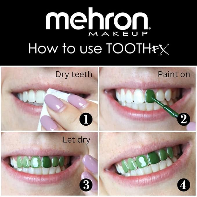 Mehron Makeup Tooth FX Spinach | Temporary Green Tooth Paint | Perfect for Creating Green Teeth FX & Rotten Teeth Makeup for Halloween, Cosplay, & Theatre .125 oz (4 ml)