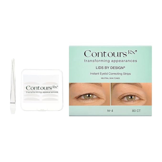 Contours Rx Lids by Design – 4mm Invisible Eyelid Lift Strips for Slight Hooded, Droopy & Heavy Lids – Medical-Grade, Non-Surgical Eye Lift Tape – 80 Count