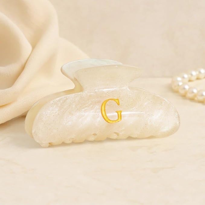 Acrylic Letter Hair Clips for Women - Monogram Hair Claw Alphabet Large Hair Clip, Fashion Glitter Claw Clips Elegant And Durable Hair Accessory, Letter O