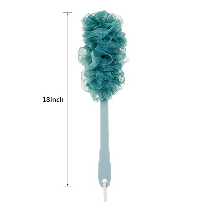 Back Scrubber for Shower, Loofah Long Handle Bath Body Brush, Soft Nylon Mesh Sponge On a Stick for Shower Men Women Kids Elderly, Exfoliating Scrub Cleaning Luffa for All Kinds of Skin(Blue)