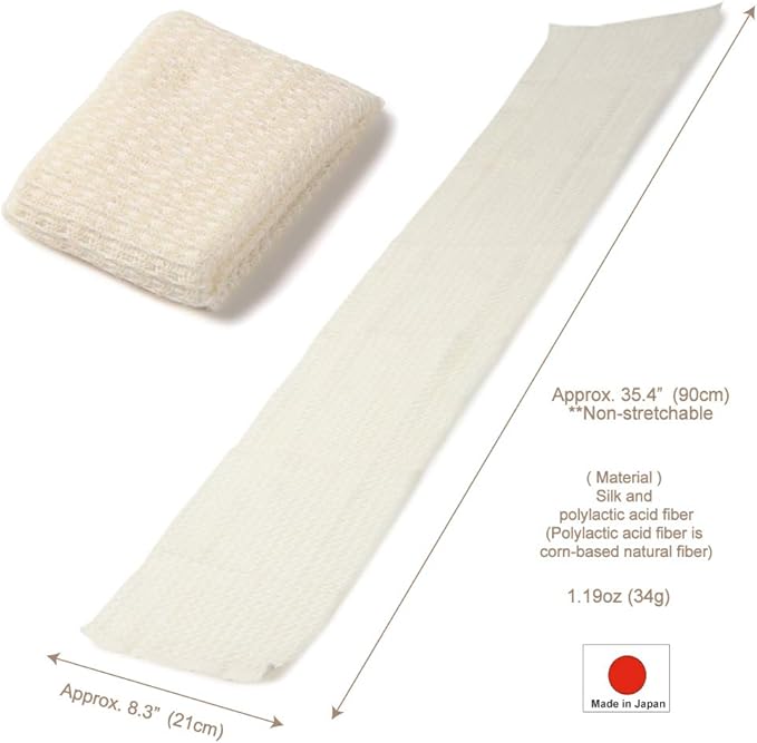 Exfoliating Washcloth [Made in Japan] Shower Back Scrubber, Natural Loofah