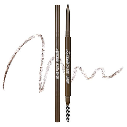 PERIPERA Speedy Skinny Brow (03 Natural Brown), 1.5mm Precise Eyebrow Pencil, Dual-Sided Fine Tip Shades, Define Fills Brow Make up, K Beauty, Korean Make-up
