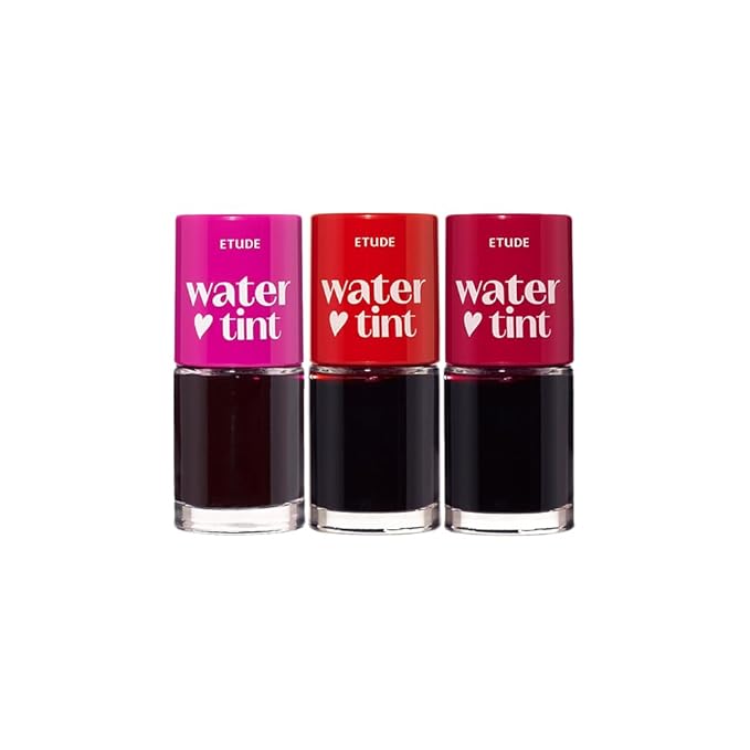 ETUDE Dear Darling Water Tint 3 SET (Strawberry Ade, Cherry Ade, Red Grapefruit Ade, 9g*3) | Vivid Color Lip Stain with Moisturizing Weightless & Non-sticky Finish | Korean Makeup, Perfect for Gift
