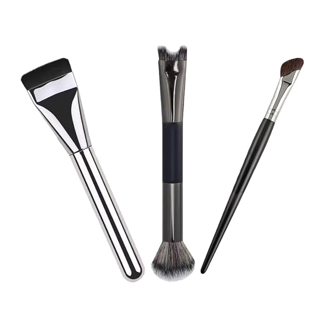 3 Pcs Nose Contour Brush, 2 in 1 U-Shaped Dual-End Contour, Angled and Flat Brushes Sculpting Makeup Tools for Makeup Noses Sculpting Highlighting Defining