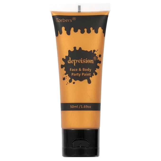 Depvision Face and Body Paint 1.7oz Cream Makeup 50ml Water Based Face Painting Special Effects For Adults Children Kids Halloween Christmas Party Stage Cosplay (Gold)