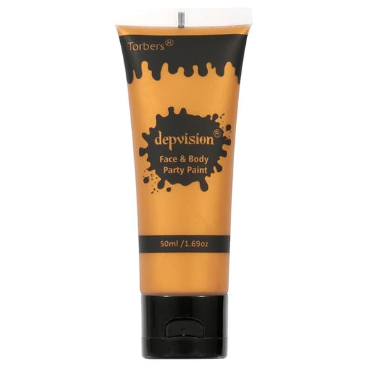 Depvision Face and Body Paint 1.7oz Cream Makeup 50ml Water Based Face Painting Special Effects For Adults Children Kids Halloween Christmas Party Stage Cosplay (Gold)