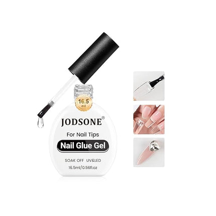 JODSONE 16.5ml Nail Glue Gel Clear and Long-Lasting Requires a Manicure Lamp to Cure for Attaching False Nails Repairing Broken Nails and Securing Decorations