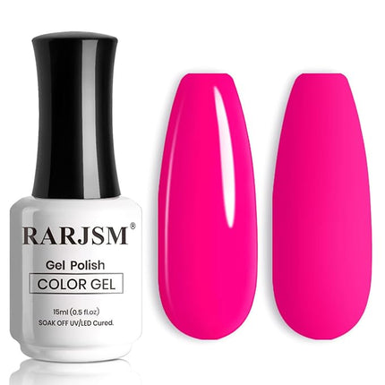 RARJSM Hot Pink Gel Nail Polish Neon Pink Gel Polish BrightPink GelNailPolish 1PCS 15ML Long Lasting Gel Polish Soak off U V Curing Required Nail Art Varnish Salon DIY at Home