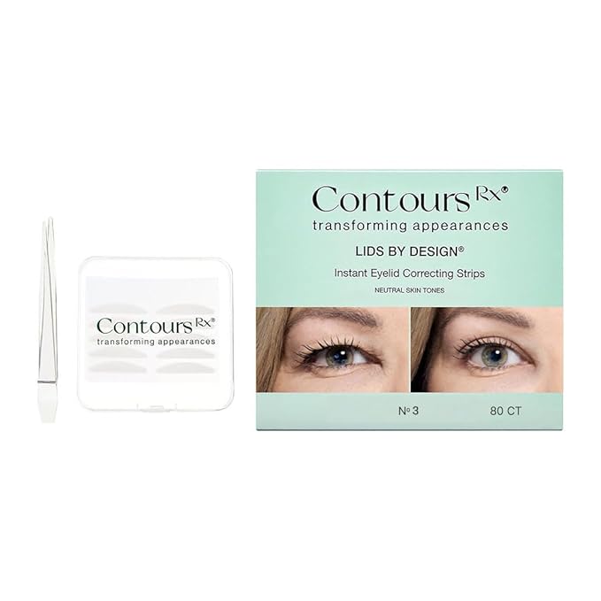 Contours Rx Lids by Design – 3mm Invisible Eyelid Lift Strips for Slight Hooded, Droopy & Heavy Lids – Medical-Grade, Non-Surgical Eye Lift Tape – 80 Count