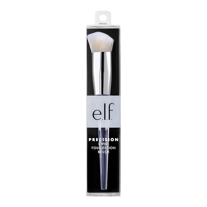 e.l.f. Precision Swirl Foundation Brush, Blends Liquid Foundation Smoothly Onto Skin, Triangular Handle For Ultimate Control, Vegan & Cruelty-Free