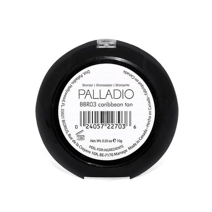 Palladio Baked Bronzer, Highly Pigmented and Easy to Blend, Shimmery Bronzed Glow, Use Dry or Wet, Lasts all day long, Provides Rich Tanning Color Finish, Powder Compact, Caribbean Tan