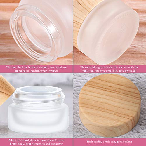 Geiserailie 10 Pieces Glass Cosmetic Containers Empty Sample Jars with Leak Proof Lids Makeup Sample Containers for Lotion Cream Cosmetic (30 Gram)