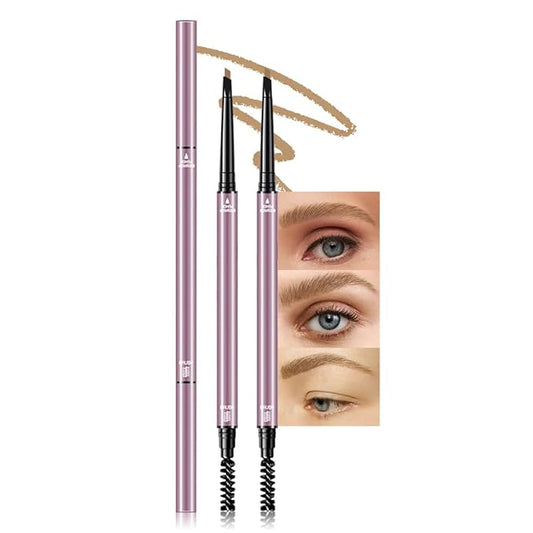 3 Pcs Brown Eyebrow Pencils for Women,with Spoolie Brush,Eyebrow Pencil Soft Textured,Waterproof Sweat-proof for Fills in Sparse Areas and Gaps Create a Natural Eye Brow,Vegan & Cruelty-Free