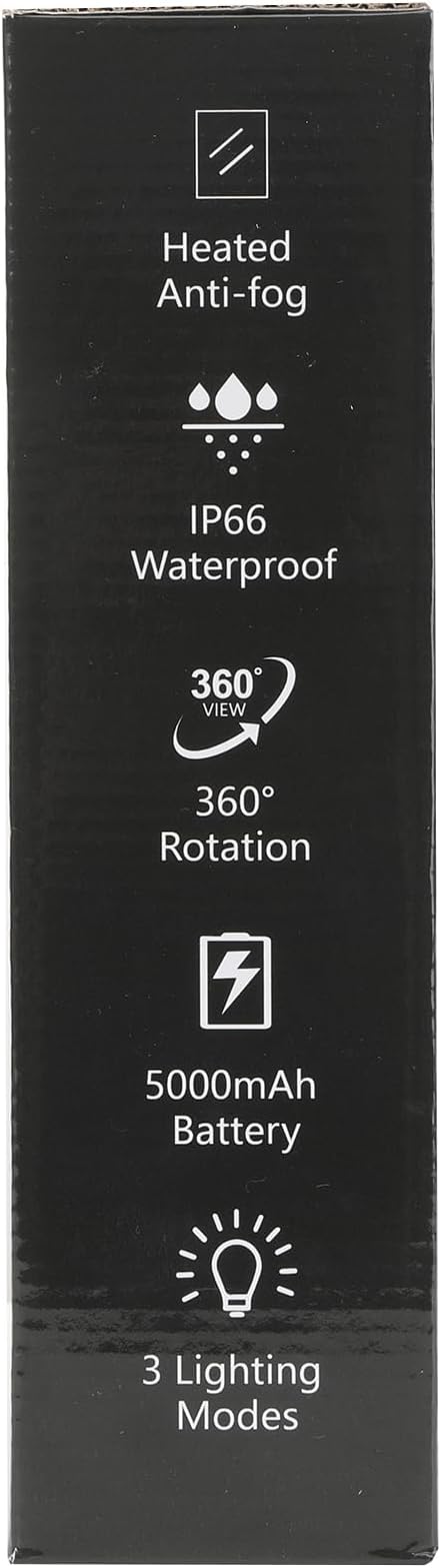 Shinowa Heated Shower Mirror Fogless for Shaving, 360° Adjustable Lighted Shower Mirror with 3 Color Modes, Rechargeable Anti Fog Shower Shaving Mirror with Large Storage Tray & Razor Holder, Black
