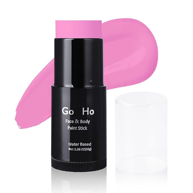 Go Ho Pink Face Body Paint Stick,Water Based Washable Face Paint Stick,Non-toxic Full-coverage Cream Pink Body Paint for Adults Children Halloween Cosplay SFX Makeup
