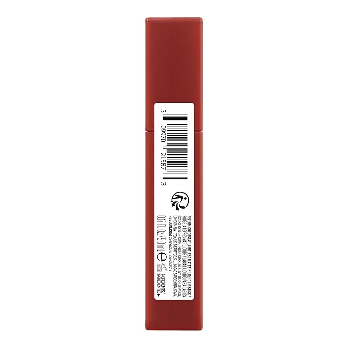 Revlon ColorStay Limitless Matte Liquid Lipstick, Vegan Formula, No-Budge, Longwear Lip Color, Long Lasting, Lightweight/Comfortable, Waterproof, 013 Real Deal, 0.17 fl oz
