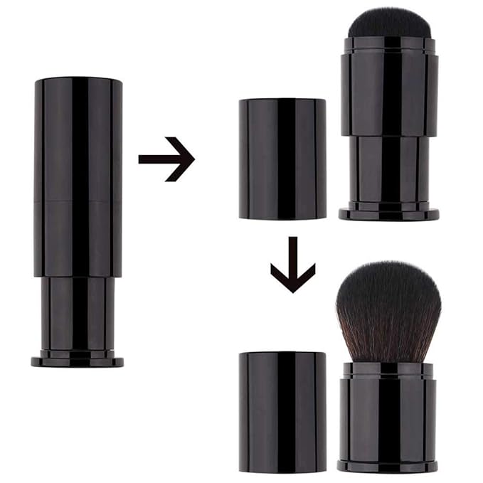Retractable Powder Brushes Foundation Brush Blush Brush Bronzer Brush Face Blender Brush Professional Mineral Blending Buffing Kabuki Makeup Application Portable With Cover - Black