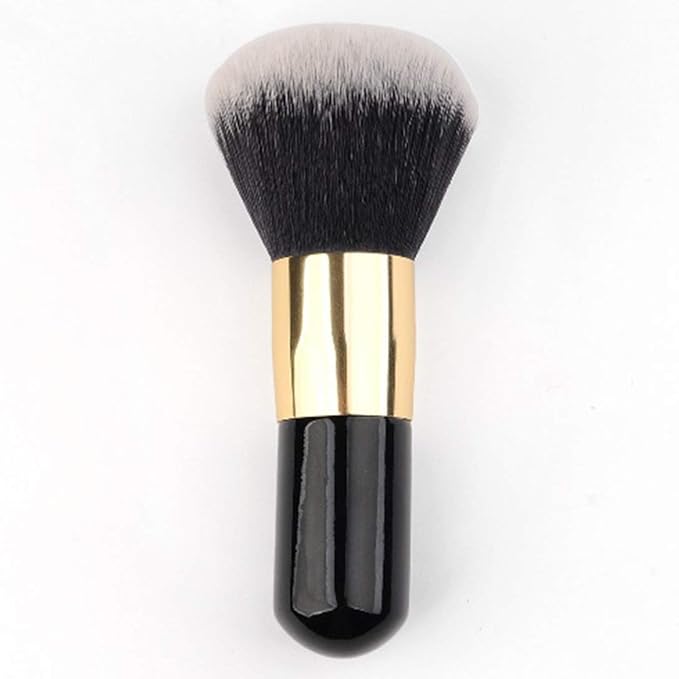 Makeup Brush Powder Brush Foundation Blush Bronzer Contour Face Blender Brush Professional Mineral Blending Buffing Kabuki Brushes Thick and Dense Soft Synthetic Fibers (Black&Golden Plus)