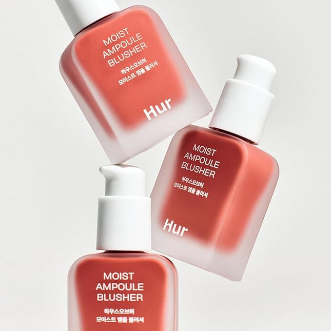 House of Hur Moist Ampoule Blusher with 50% Moisture Essence | Hydrating & Long-Lasting Blush | 0.33 fl. oz. (9 Shades) - Peach Coral