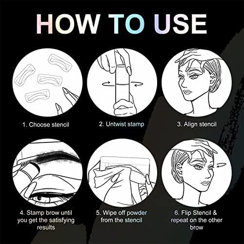 Eyebrow Stamp and Eyebrow Stencil Kit, Eye Brow Stencil Kit for Beginners 24 Reusable and Washable Eyebrow Shaping Kit, Brow Stencil and Stamp Kit Smudge-Proof & Long-Lasting (Medium Brown)
