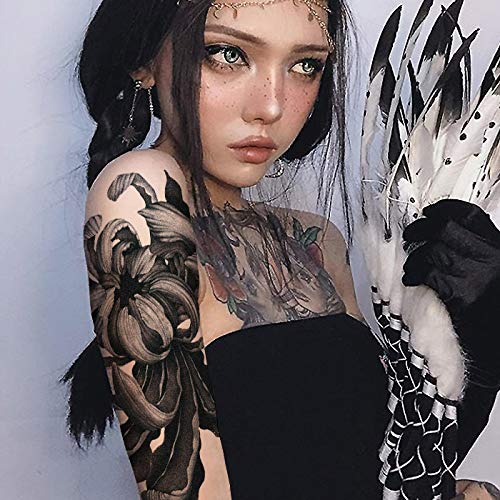 Large Temporary Tattoos Women Temporary Neck Tattoos Temporary Realistic Flower Chest Tattoo for Adults (Temporary Tattoos Sticker 9)