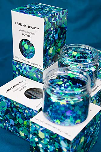 KARIZMA Mermaid Body Glitter - 30g Chunky Face, Hair, Eye and Body Glitter for Women - Rave, Festival Accessories, Cosmetic Makeup - Loose Set