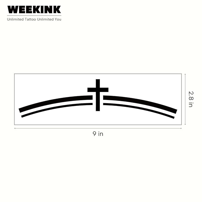 Christian Cross Wrap Around Arm Temporary Tattoo – Religious Faith Curved Band Design for Men, Realistic & Long-Lasting Semi-Permanent Tattoo Sleeve Accent