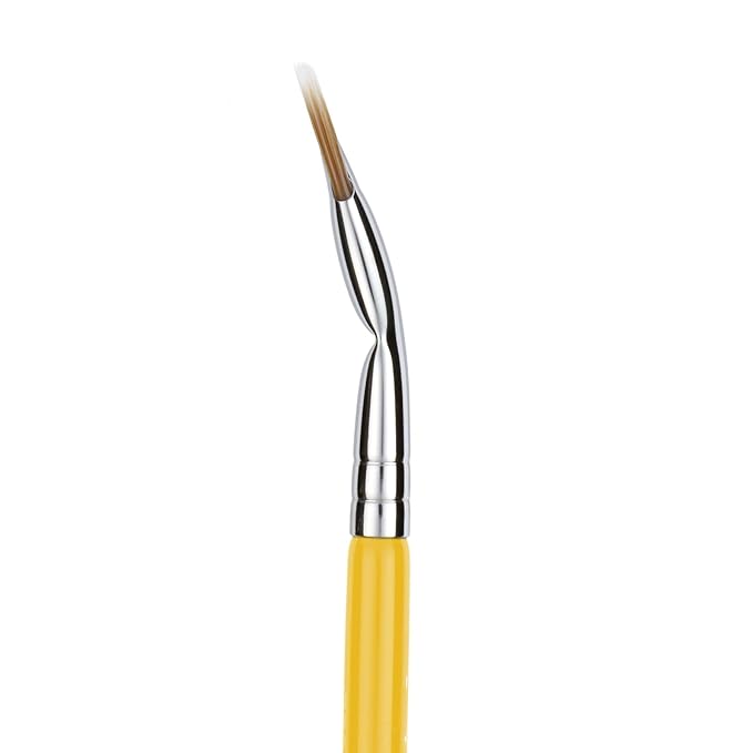 Bdellium Tools Professional Makeup Brush - Studio Series 728 Double-ended Bent Lash Fan/Spoolie - With All-Vegan Synthetic Fibers, For Achieving Clean, Clump-free Mascara Application (Yellow, 1pc)