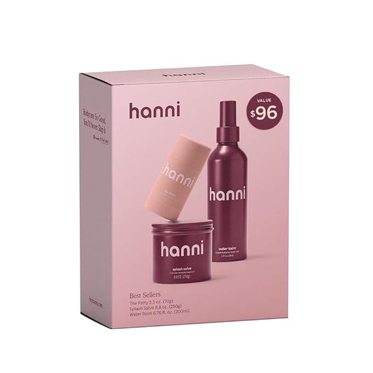 HANNI Gift Set Trio | Including Splash Salve, Water Balm & Fatty, Moisturizing and Hydrating Best Sellers