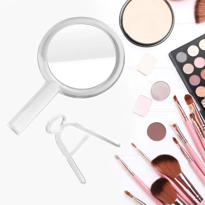 Double Sided 1x - 7X Magnification Hand Held Makeup Mirror with Adjustable Stand,Clear (7X)