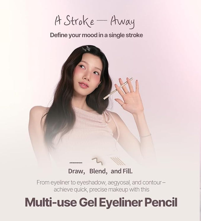 Heart Percent Dote On Mood Gel Eyeliner Pencil – Long-Lasting Waterproof Smudge Proof Smooth Retractable, Aegyo Sal Makeup, Under Eye Highlighter with Built-In Sharpener, #03. Light Beige