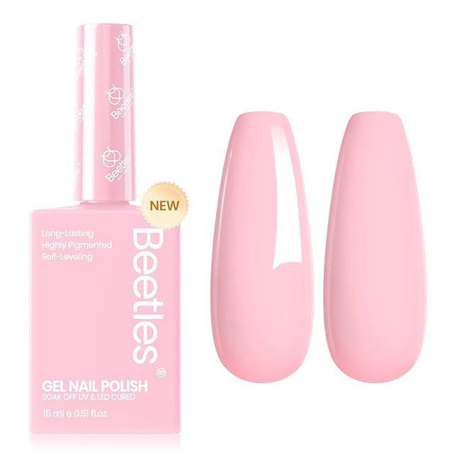 Beetles Pink Gel Polish - Fairy Floss 15ML/0.51Fl Oz, Pastel Light Pink Gel Nail Polish, Soak Off UV LED Lamp Nail Art, Long-Lasting Manicure Salon DIY Home Spring Valentines Nails - Gifts for Her