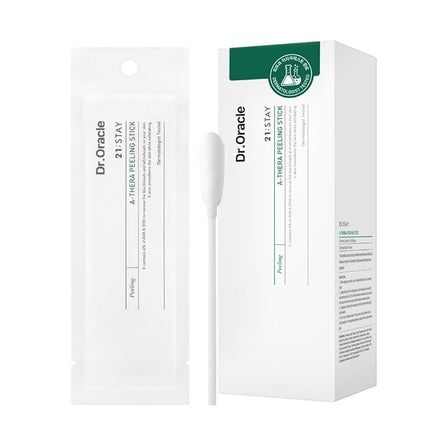 DR.ORACLE 21 Stay A-Thera Peeling Stick for Sensitive Skin - AHA, BHA, Tea Tree Oil, Exfoliating Swabs for Blackheads, Whiteheads, Enlarged Pores, Korean Skincare, Dermatologist Tested, 1Pack of 10ea