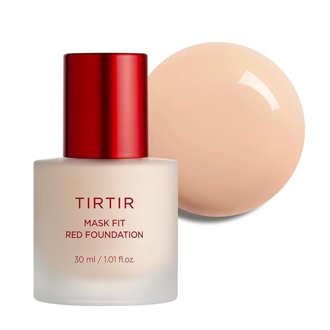 TIRTIR Mask Fit Red FoundationㅣLong Lasting Flawless Coverage, Energy Essence, Lightweight, Hydrating, Pore-Blurring, Breathable Satin Finish, Makeup, Radiant Skin, #21C Cool Ivory, 1.01 Fl Oz