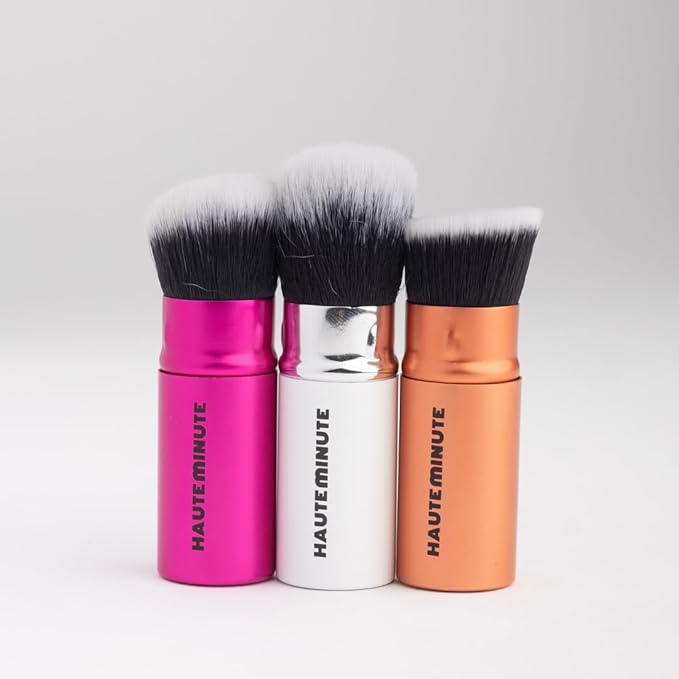 Mini Glamstick Retractable Blush Brush - Travel Face Makeup Brush for Liquid, Cream Buffing & Blending, Cruelty-Free Bristles