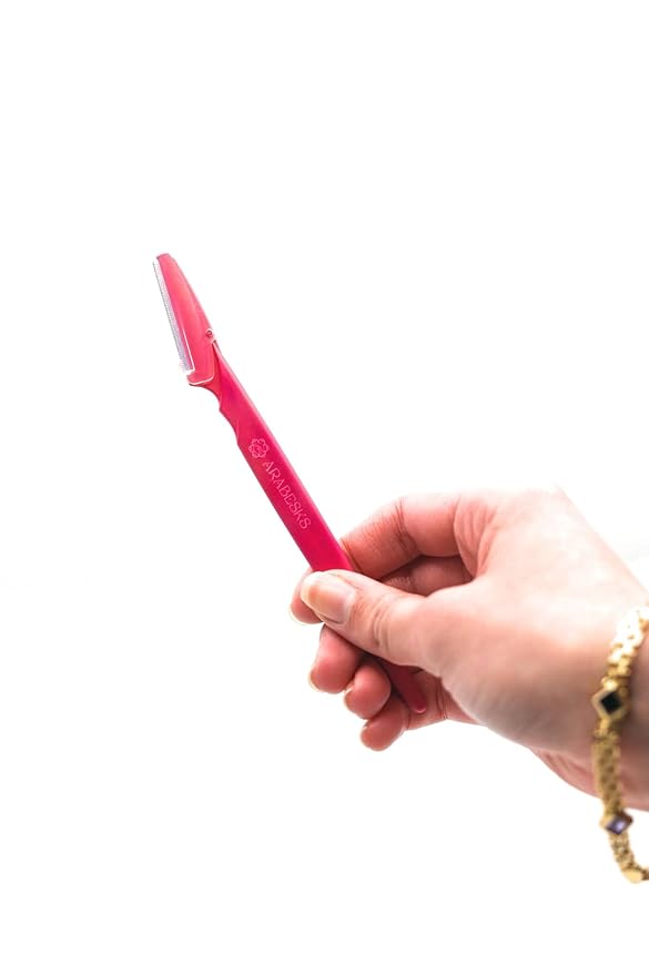 ARABESKS Eyebrow & Face Razors for Women – Dermaplaning Tool with Safety Guard, Eco-Friendly Handle – Peach Fuzz Remover, 3-Pack