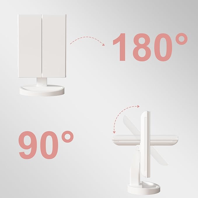 S'bagno LED Makeup Mirror with 1X/2X/5X Magnification, Dimmable Light, Rotation for Beauty, Makeup, Skincare & Grooming