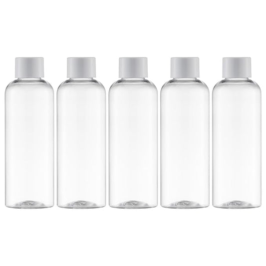 Tekson Plastic Travel Size Bottles 3.4 oz, Travel Mouthwash Bottle, Refillable Containers for Cosmetic with White Screw Cap for Travel Essentials (100ml, Clear)