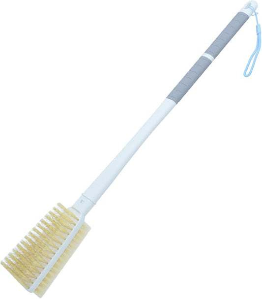 Shower Brush with Soft and Stiff Bristles, 20.5" New Extended Long Handle Back Scrubber Dual-Side Bath Brush Body Exfoliator for Wet or Dry Brushing (Grey Super Long)