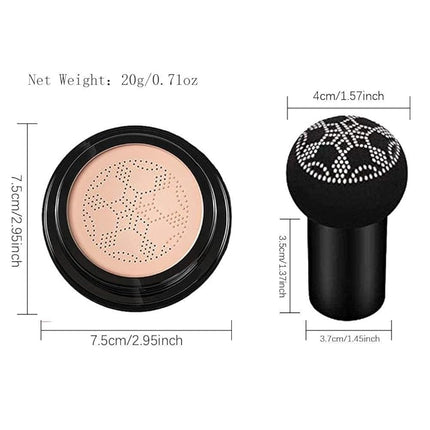 Air Cushion CC Cream Mushroom Head Foundation Makeup, BB Cream Face Makeup Foundation for Mature Skin, Moisturizing Natural Coverage, Tattoo cover up, Even Skin Tone for All Skin Types (Buff Beige)