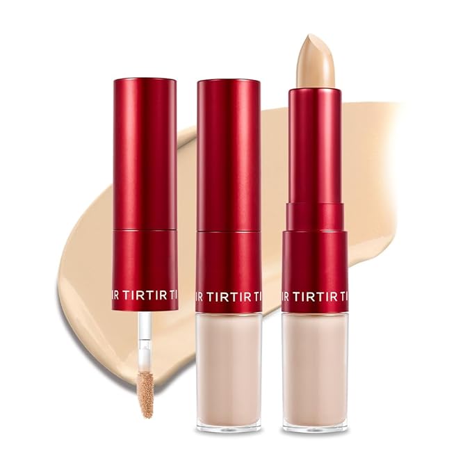 TIRTIR Glide&Hide Blurring Concealer - Creamy texture, Conceals dark circles and wrinkles, Dual formula (liquid tip & balm stick), Long-lasting wear, Korean Makeup, Korean Makeup, #3.5W, 0.28 Oz