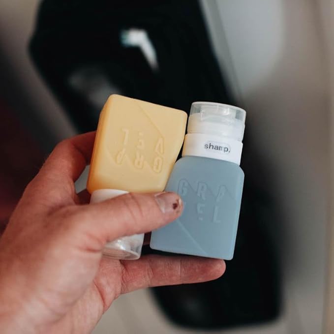 Gravel Travel Bottles 3oz (2-Pack) – Leakproof, BPA-Free, TSA Approved with Label System (Honey & Glacier)