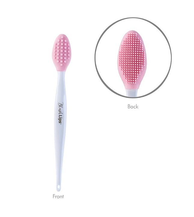 A Double-Sided Silicone Exfoliating Soft Lip Brush Applicator Wand Tool For Plump Smoother Fuller Lip Appearance (Pink)