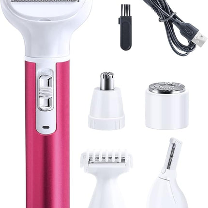 Electric Razor for Women Removal for Body Nose Hair Trimmer Face Shavers Eyebrow Legs Armpit Bikini Area Pubic Underarms Painless Rechargeable Portable 5 in 1 Womens Razors Set