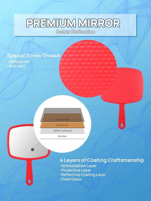 OMIRO Hand Mirror, Handheld Mirror with Handle, American Old Glory Red