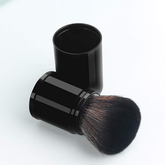 Retractable Powder Brushes Foundation Brush Blush Brush Bronzer Brush Face Blender Brush Professional Mineral Blending Buffing Kabuki Makeup Application Portable With Cover - Black