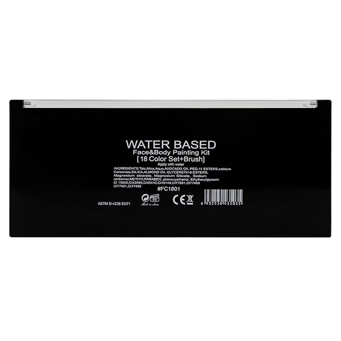 Face Paint Kit, Painting Palette with Brushes Body Paint Face Makeup Safe and Easy to Clean for Halloween Carnivals Cosplay Party Stage Performances (18 Colors + 10 Brushes)