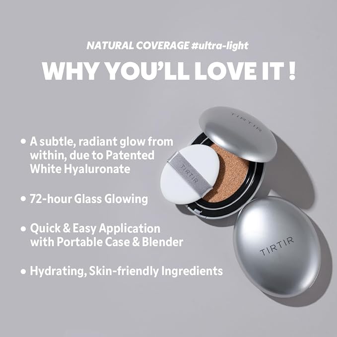 [*Mini Size*] TIRTIR Aura Glow Silver Cushion | Korean Cushion Foundation, (#35N Walnut, 0.15 Fl Oz)
