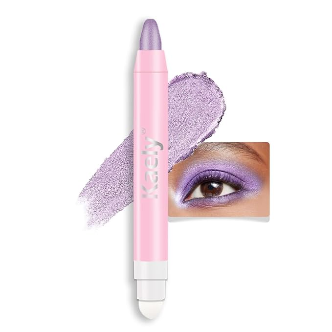 Kaely 2in1 Cream Eye Shadow Brightener Sticks for Eyes, Pencil Eyeshadow Applicator Stick Waterproof Pigmented, Eye Shadow Palette Highlighter Makeup, sombras para ojos, 09 Violet Shimmer